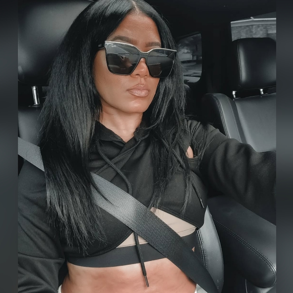 Crossover Drawstring Crop Hoodie